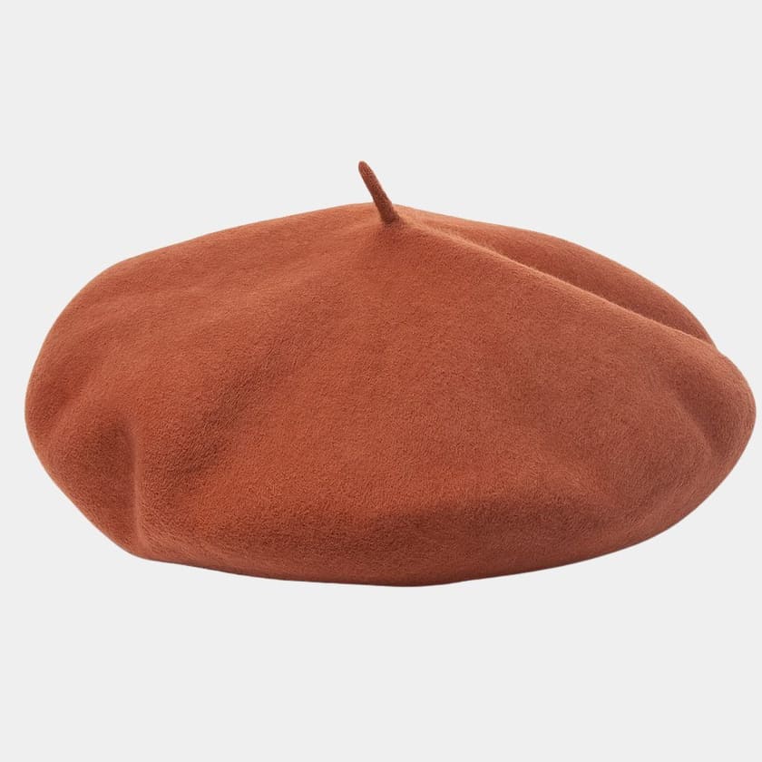 Béret basque large en laine terracotta