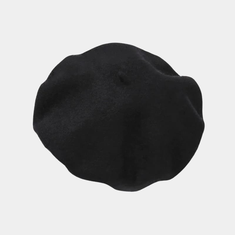 Béret bonnet noir en feutre de laine