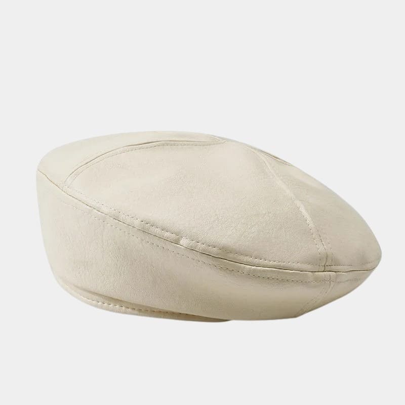Béret en cuir beige