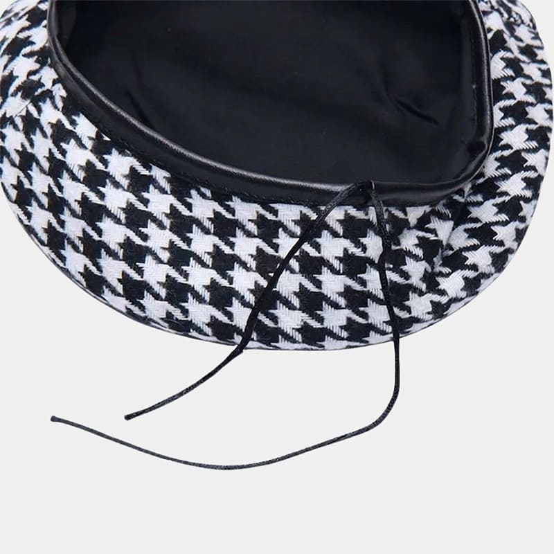 Béret pied-de-poule noir et blanc