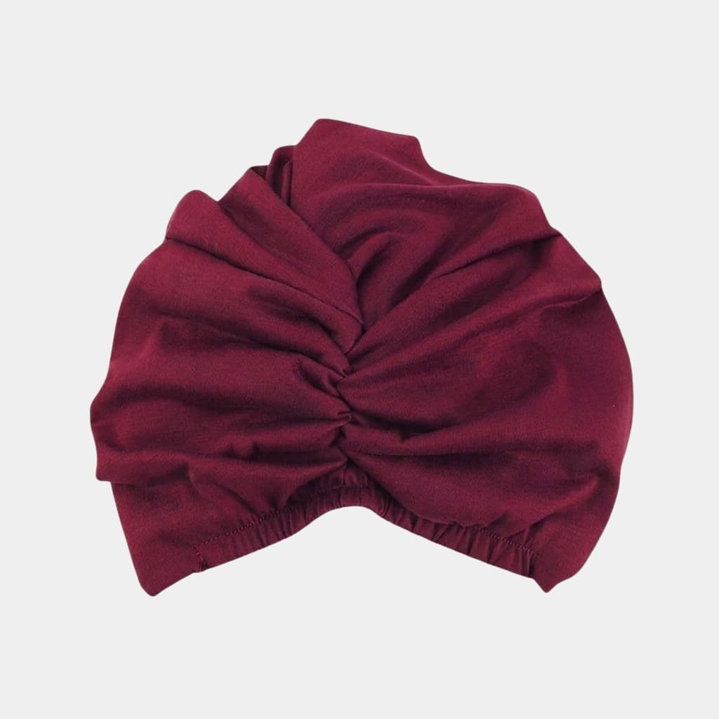 Turban bordeaux doublé en satin