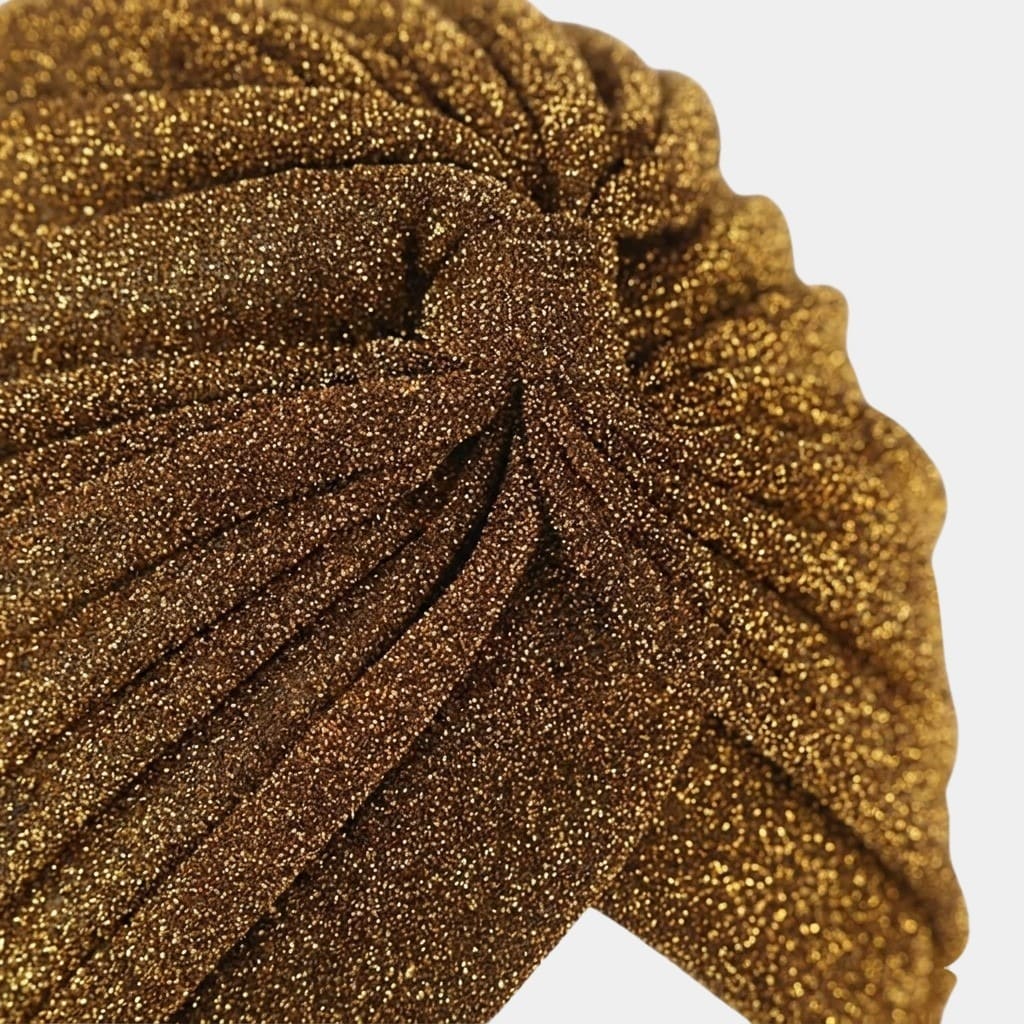 Turban marron doré avec paillettes