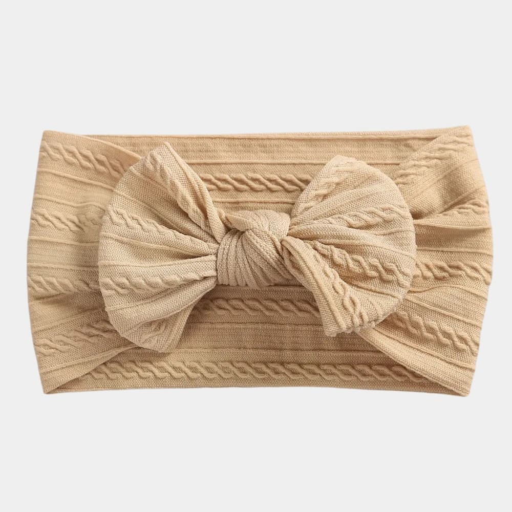 Bandeau bébé beige avec gros nœud