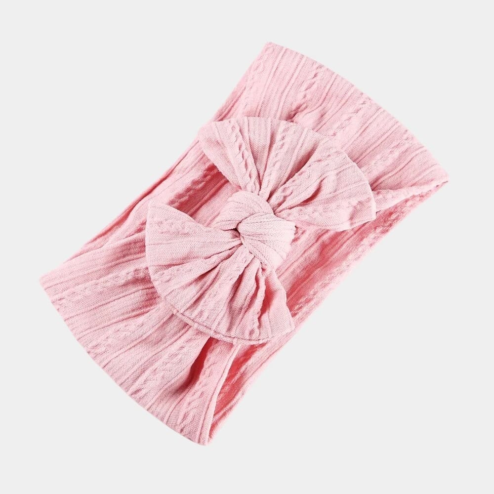 Bandeau bébé rose thé avec gros nœud