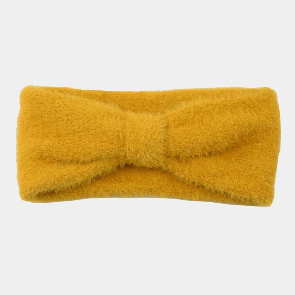 Bandeau fourrure jaune avec nœud