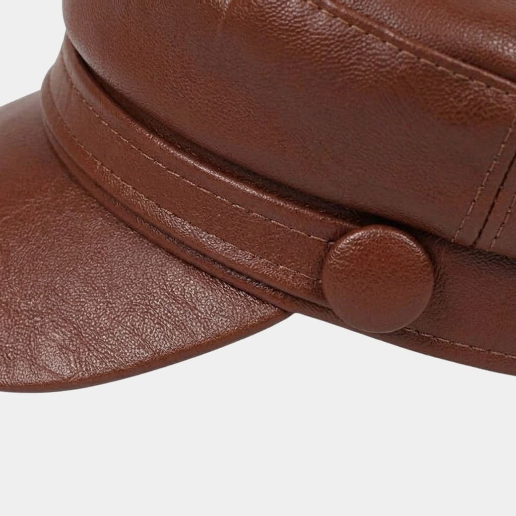 Béret casquette marron cognac en cuir