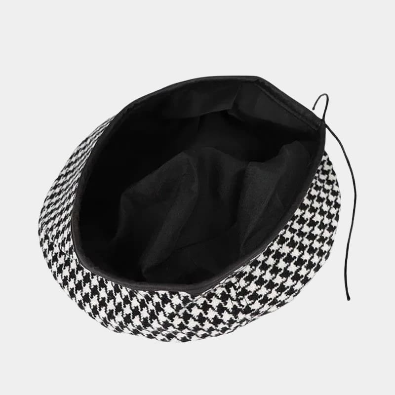 Béret pied-de-poule noir et blanc