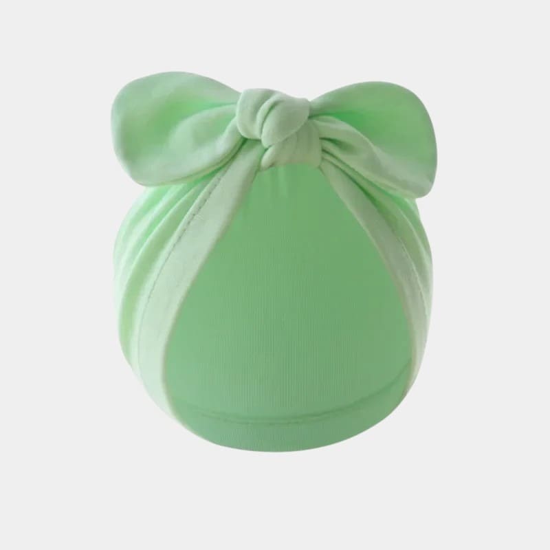 Bonnet turban bébé vert menthe clair avec nœud