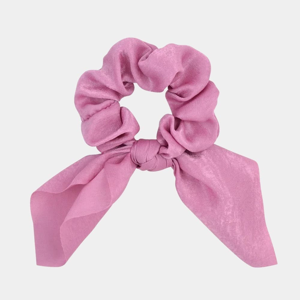 Chouchou foulard court mauve avec nœud