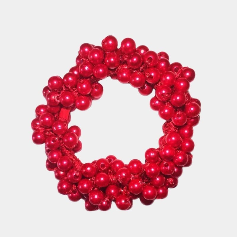 Chouchou avec perles rouges