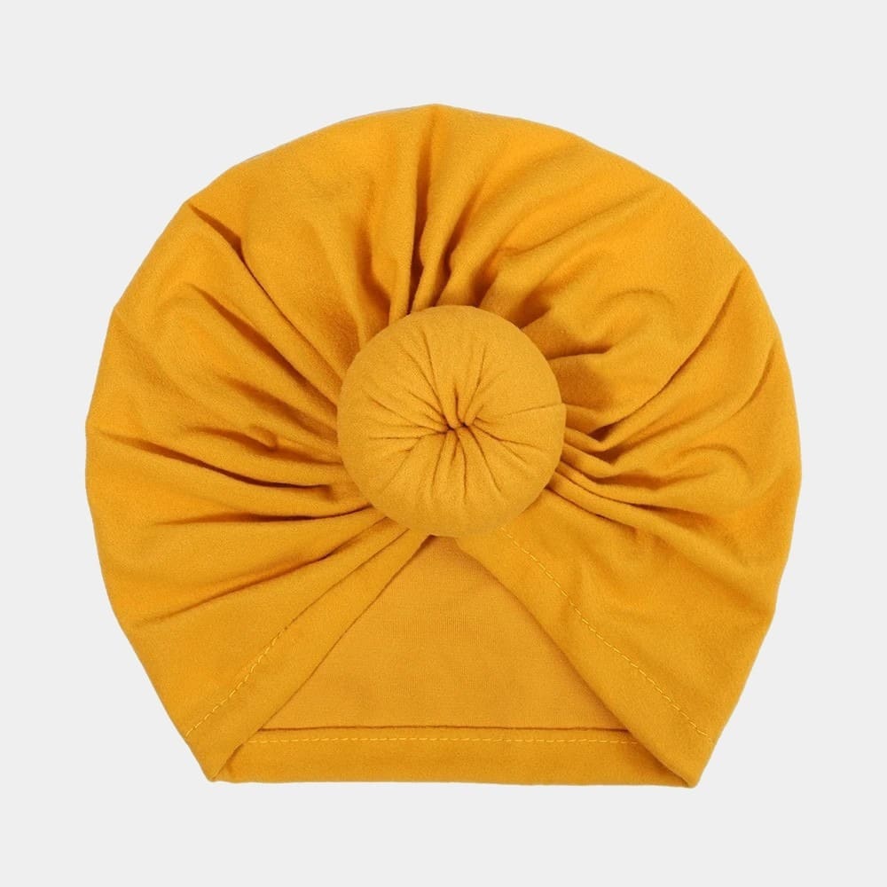 Turban bébé jaune avec nœud