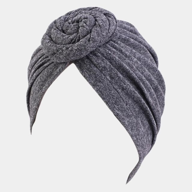 Turban gris chiné avec gros nœud