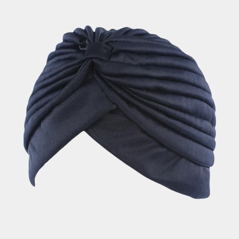 Turban plissé bleu marine