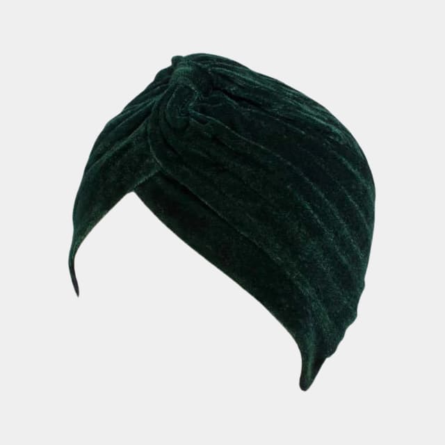 Turban vert en velours